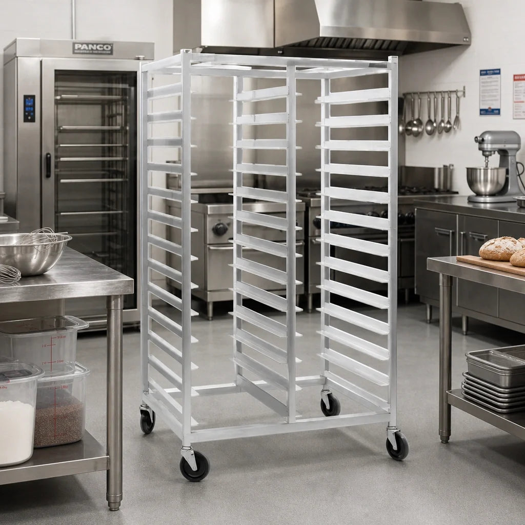 Eagle Group Panco OUR-1822-5-SR Double-Compartment Mobile Tray Rack, Front-Loading, Open Frame, 22-Tray, 18 x 26-Inch Trays, 5-Inch Centers