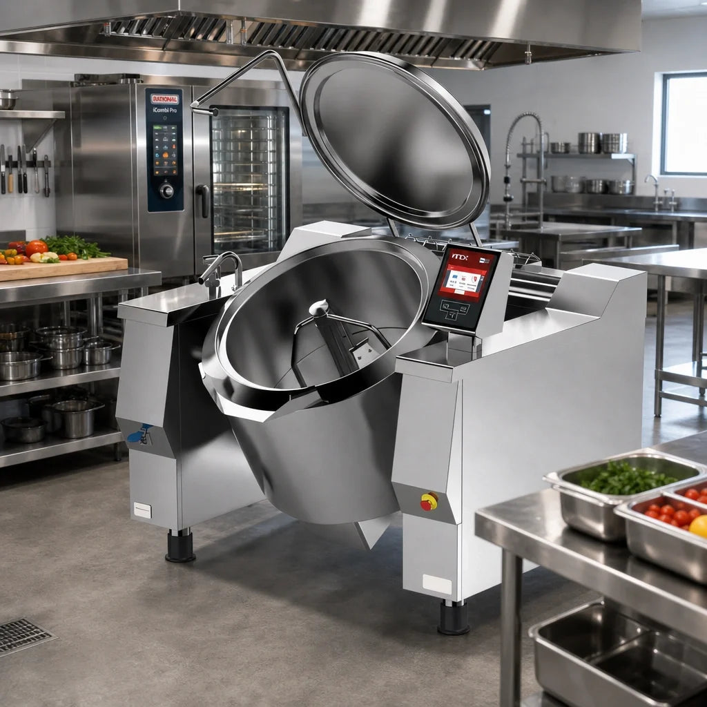 Firex (Middleby) Cucimix UCBTE082V1 82 Gallon Electric Tilting Skillet Braising Pan with Automatic Mixer, Programmable Touchscreen Controls