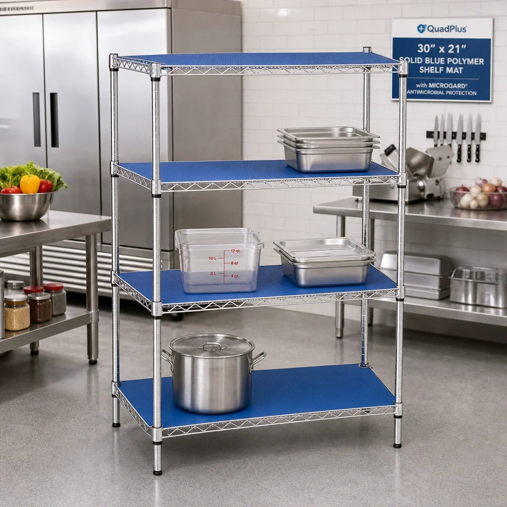 Eagle Group QuadPlus QPF-QA2130C-BS 30 x 21 in Solid Blue Polymer Shelf Mat with Chrome Wire Frame Case of 4