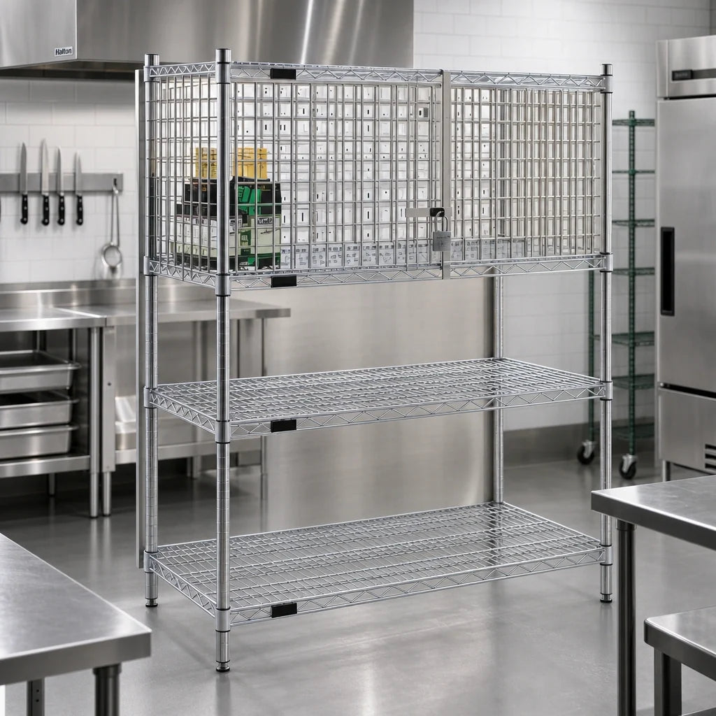 Eagle Group SECM1836S Stainless Steel Security Enclosure Kit with Hinged Doors for 36"W x 18"D Wire Shelving