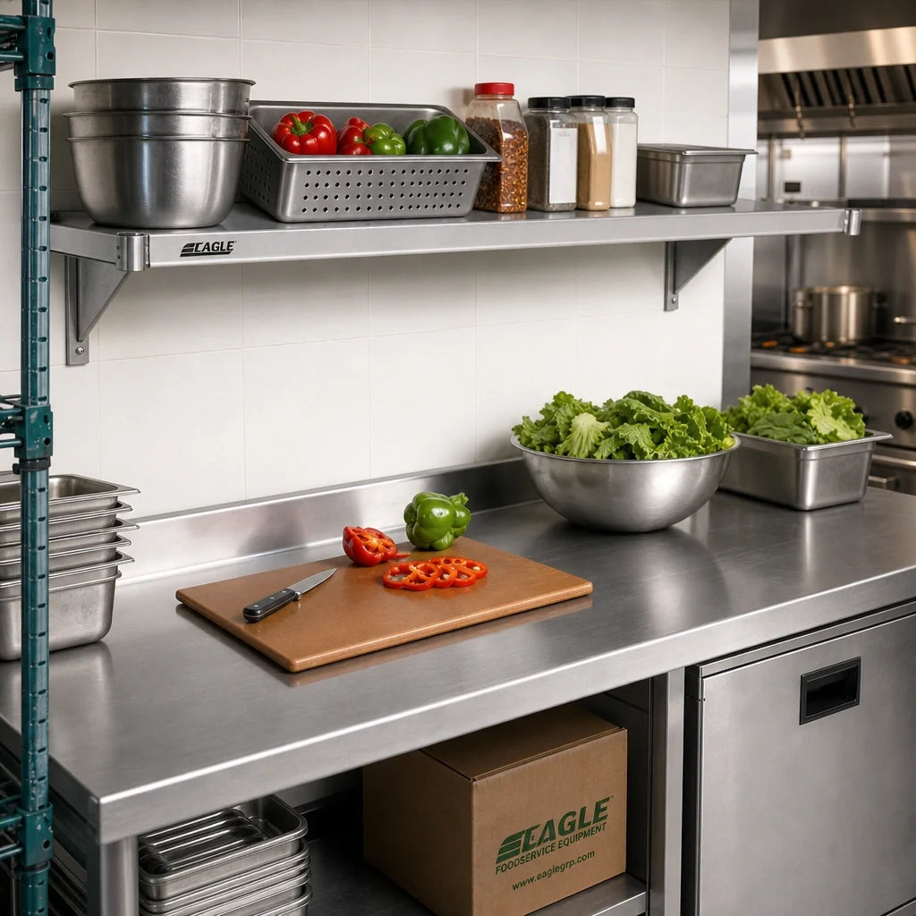 Eagle Group Valu-Master SS1860V Solid Galvanized Steel Shelf, 60 x 18 in, Marine Edge, Gray Epoxy, 400 lb Capacity Case of 2