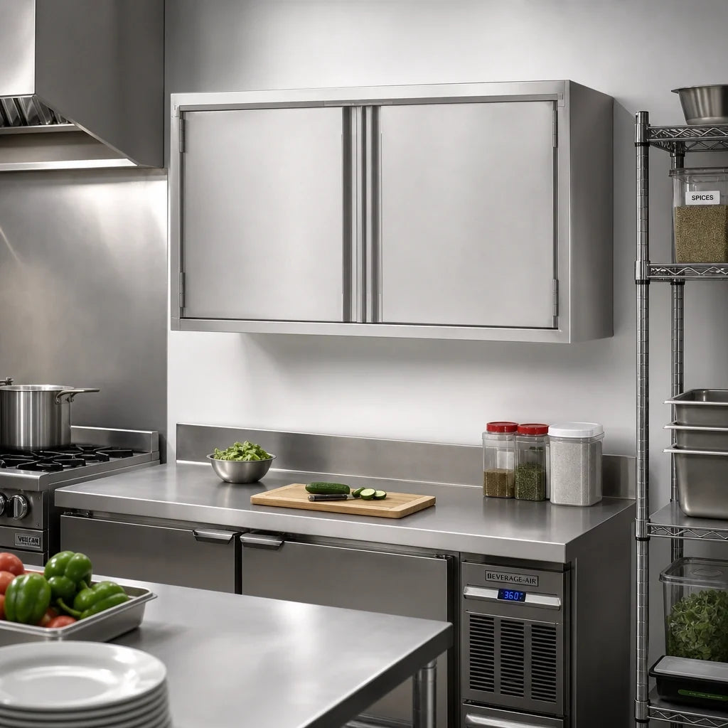 Eagle Group WCH-66 66-Inch Wall-Mounted Stainless Steel Cabinet with Hinged Doors, Sloped Top and Fixed Shelf