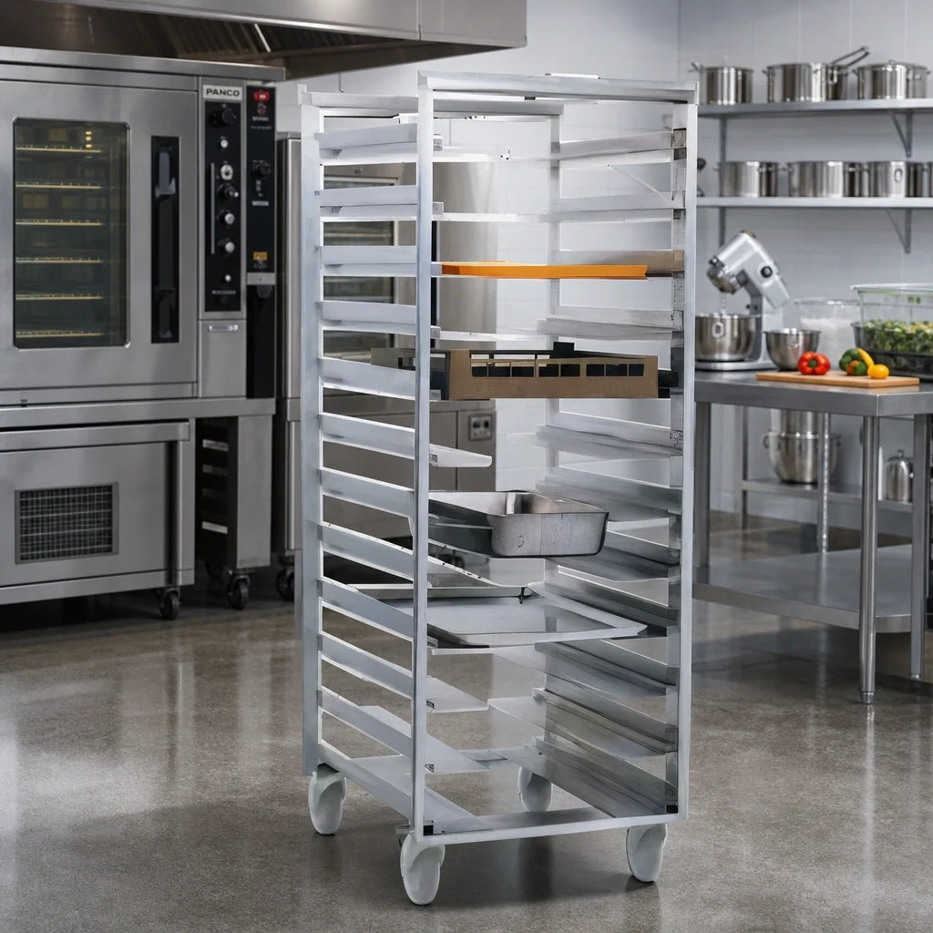 Eagle Group Panco MPR-10 Mobile Front-Loading Rack, 10 Slide Sets, Aluminum, 5-Inch Swivel Casters