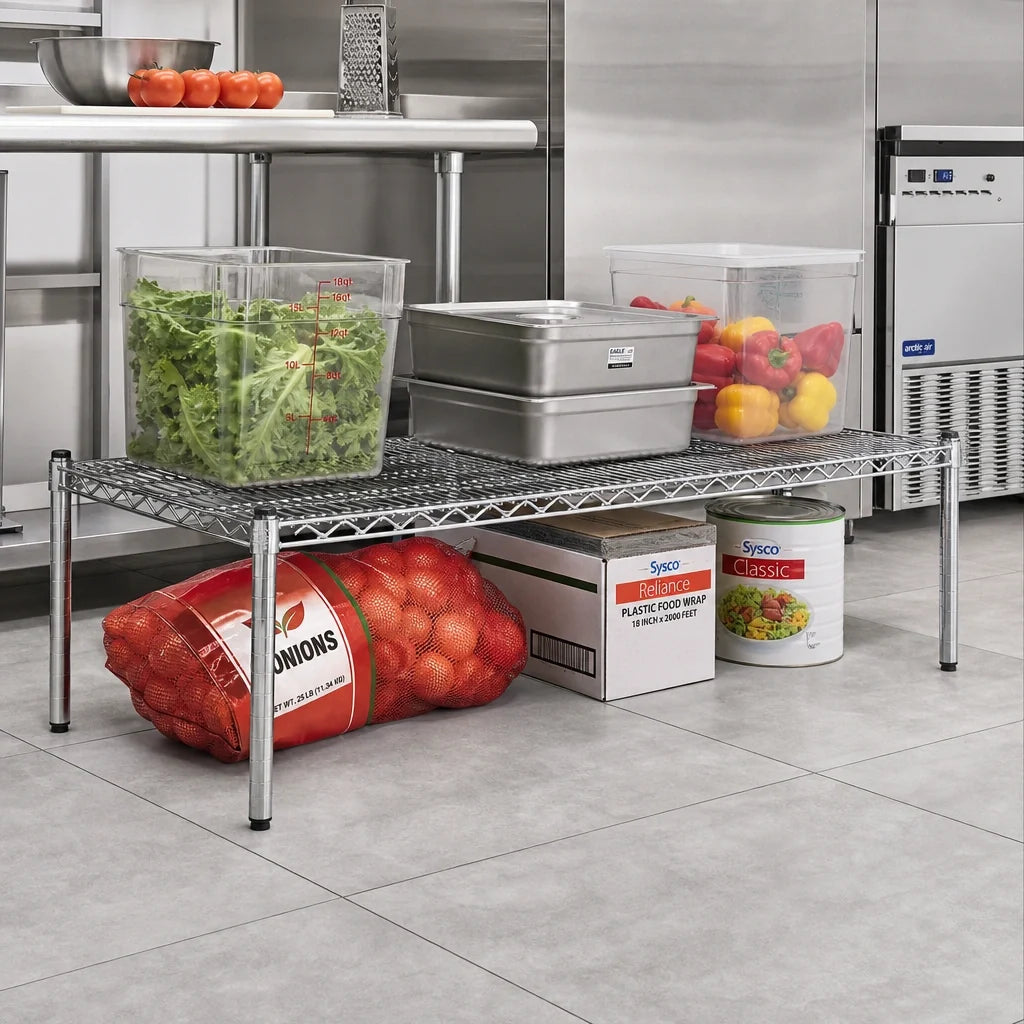 Eagle Group PF2436-C Chrome Wire Dunnage Platform, 36 x 24 in, 14 in Posts, 600 lb Capacity