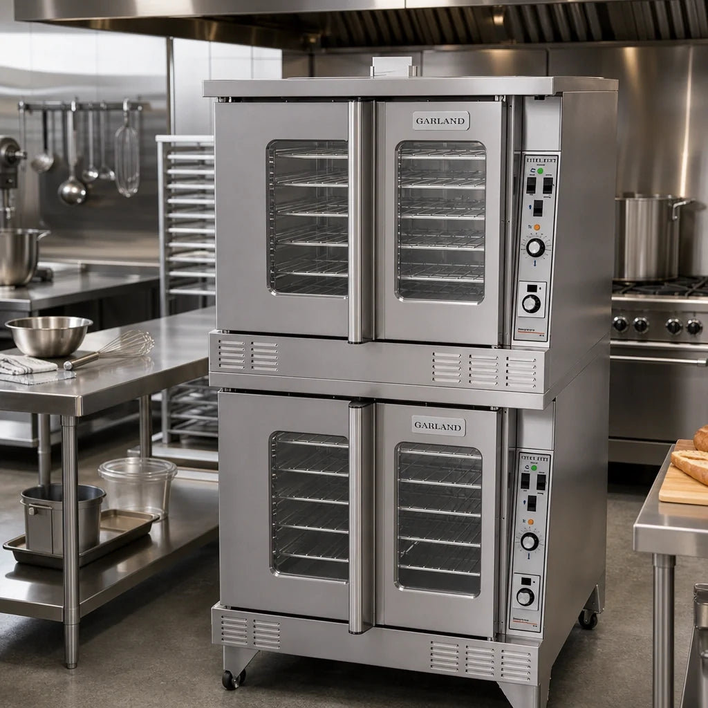 Garland Master MCO-GS-20-ESS Double-Deck Standard-Depth Natural Gas Convection Oven, 6-Pan Capacity per Compartment, Solid-State Controls