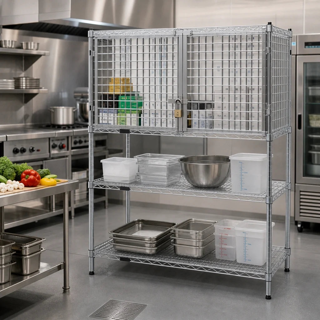 Eagle Group EAGLEbrite SECM1848Z Zinc Security Enclosure Kit with Hinged Doors for 18-Inch Shelving, 48W x 18D