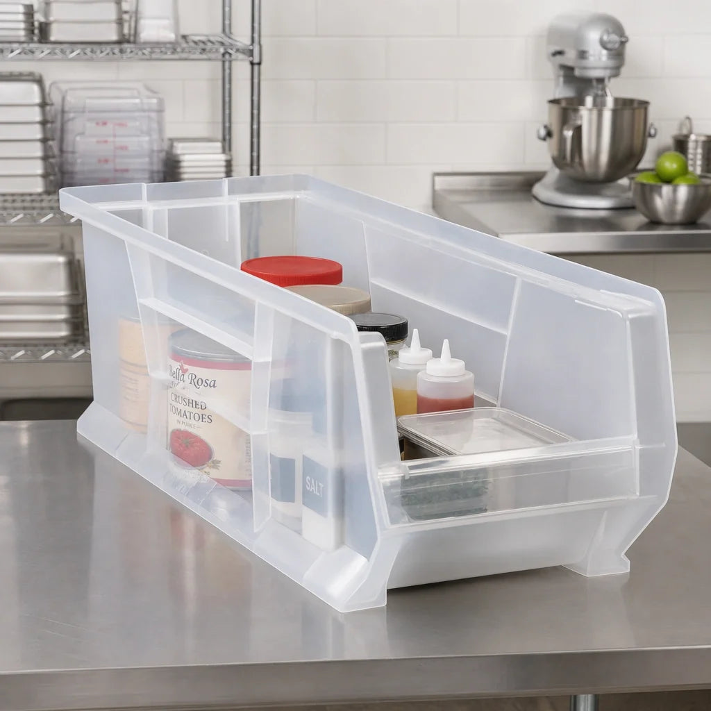 Quantum QUS950CL 24-Inch Clear Stackable Polypropylene Storage Bin Case of 6