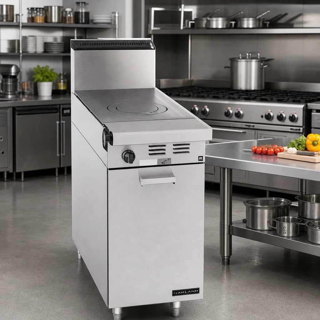 Garland Master M5S 17-Inch Gas Add-A-Unit Hot Top Range with Storage Base, Front-Fired Jet Burners, Stainless Steel Exterior