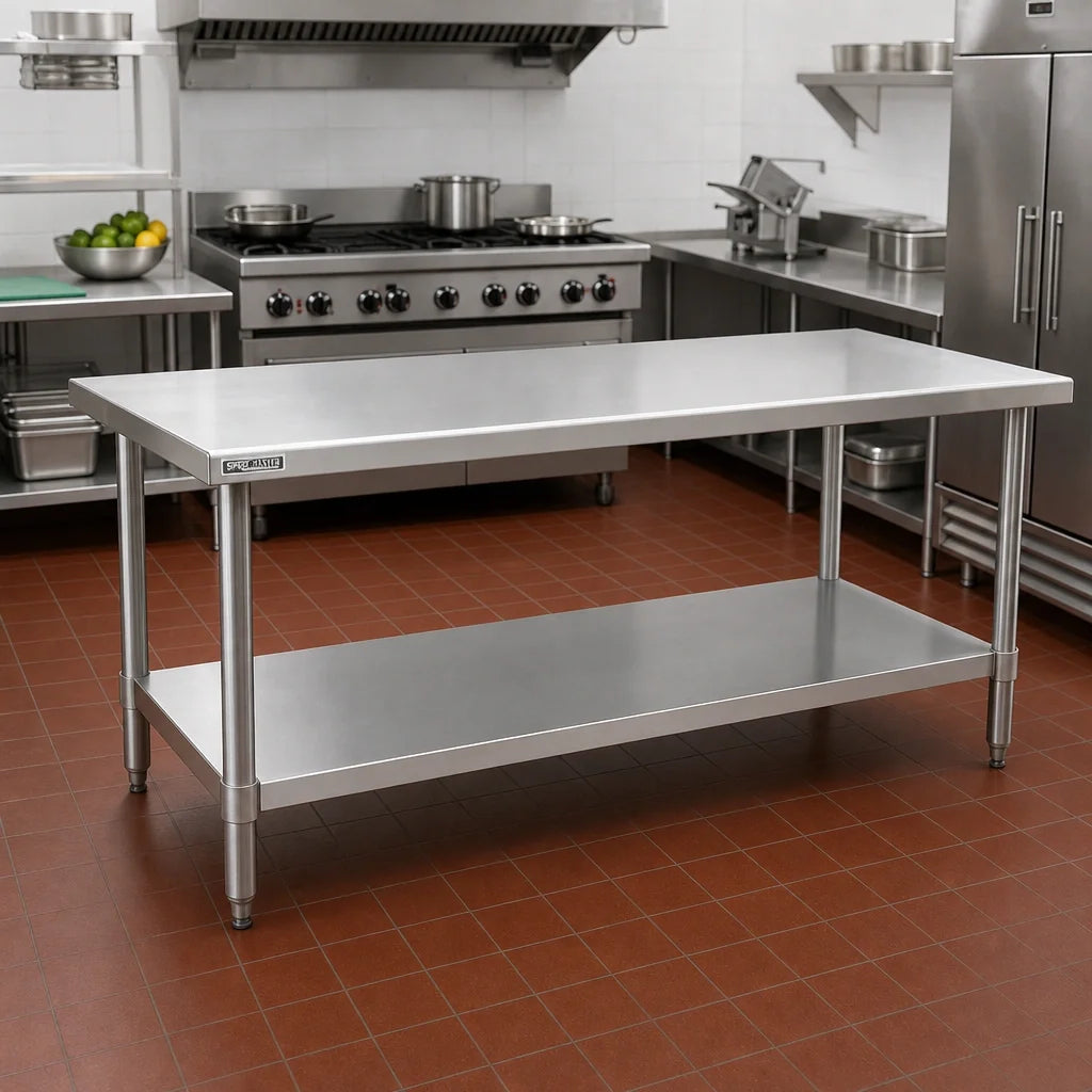 Eagle Group Spec-Master T3684SEM Stainless Steel Marine Work Table with Adjustable Undershelf, Box Marine Edge, 84"W x 36"D