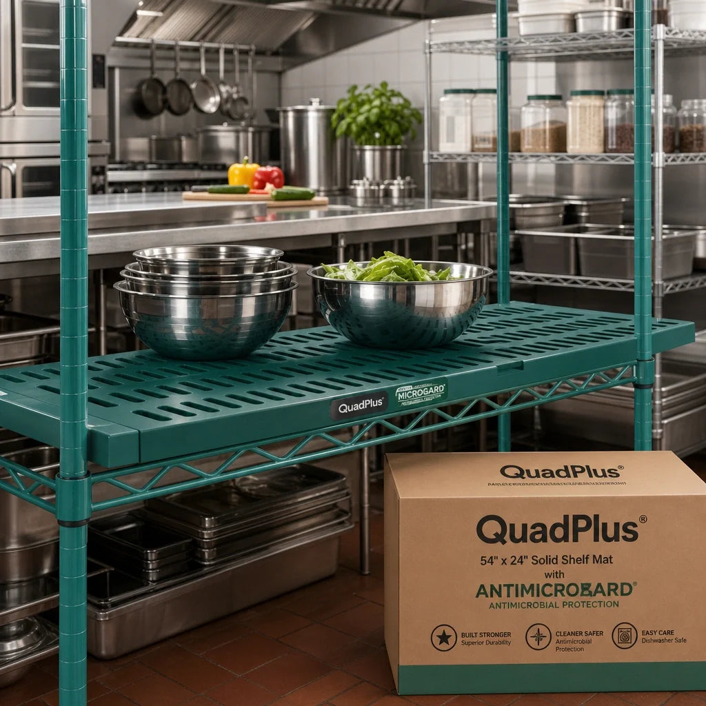 Eagle Group QuadPlus QPF-2454E-GS-X Solid Green Polymer Shelf Mat, 54 x 24 Inches, Antimicrobial, Epoxy Wire Frame Case of 2