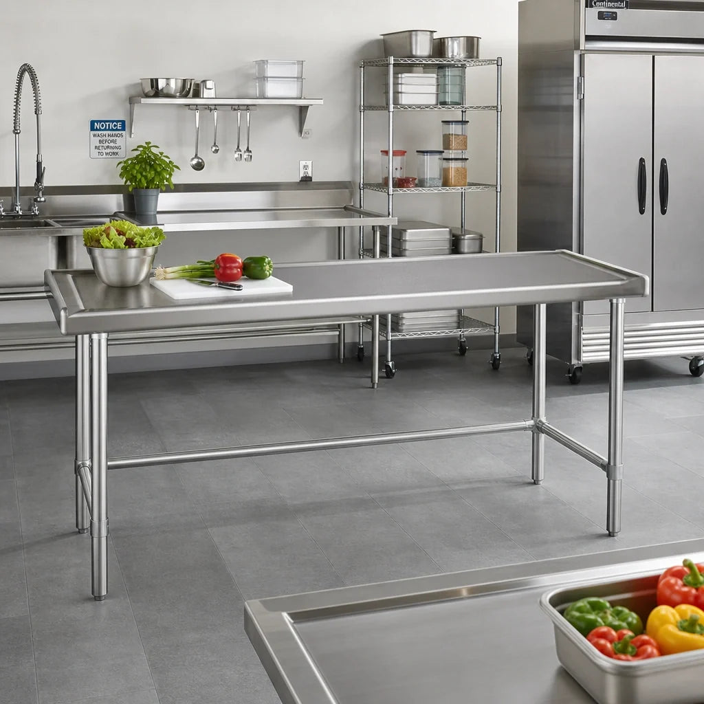 Eagle Group Spec-Master T24108STEM Stainless Steel Work Table, 108W x 24D, 14-Gauge 300 Series Top, Open Base