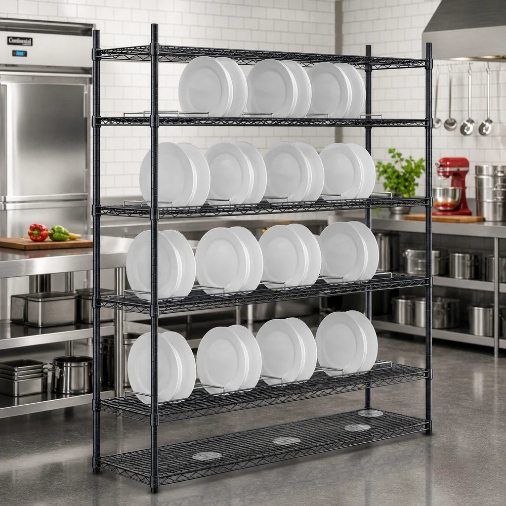 Eagle Group Reverse Mat PDS1872BL Wire Plate Display Shelf, 72"W x 18"D, Black Epoxy, Built-In Ledges