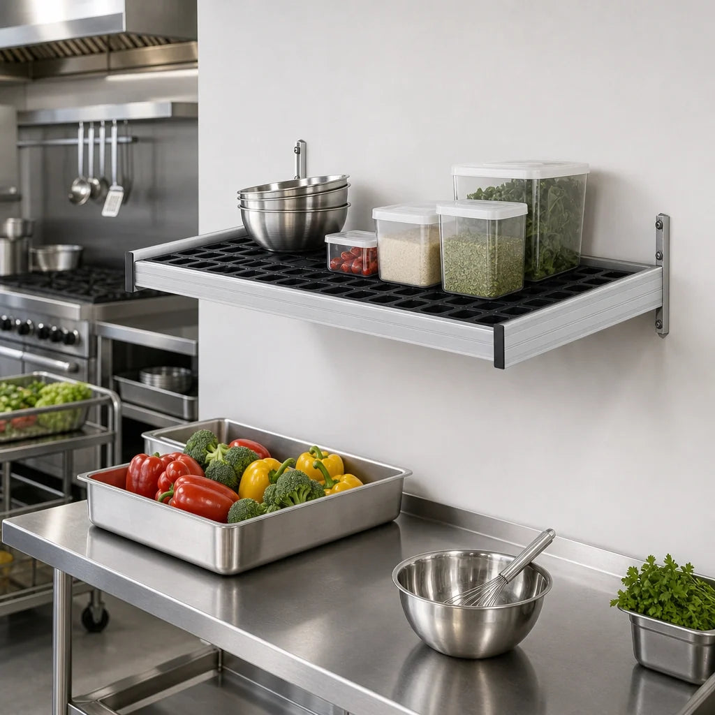 Fermod WSB42 Vented Wall-Mounted Shelf, 42W x 18D, Anodized Aluminum