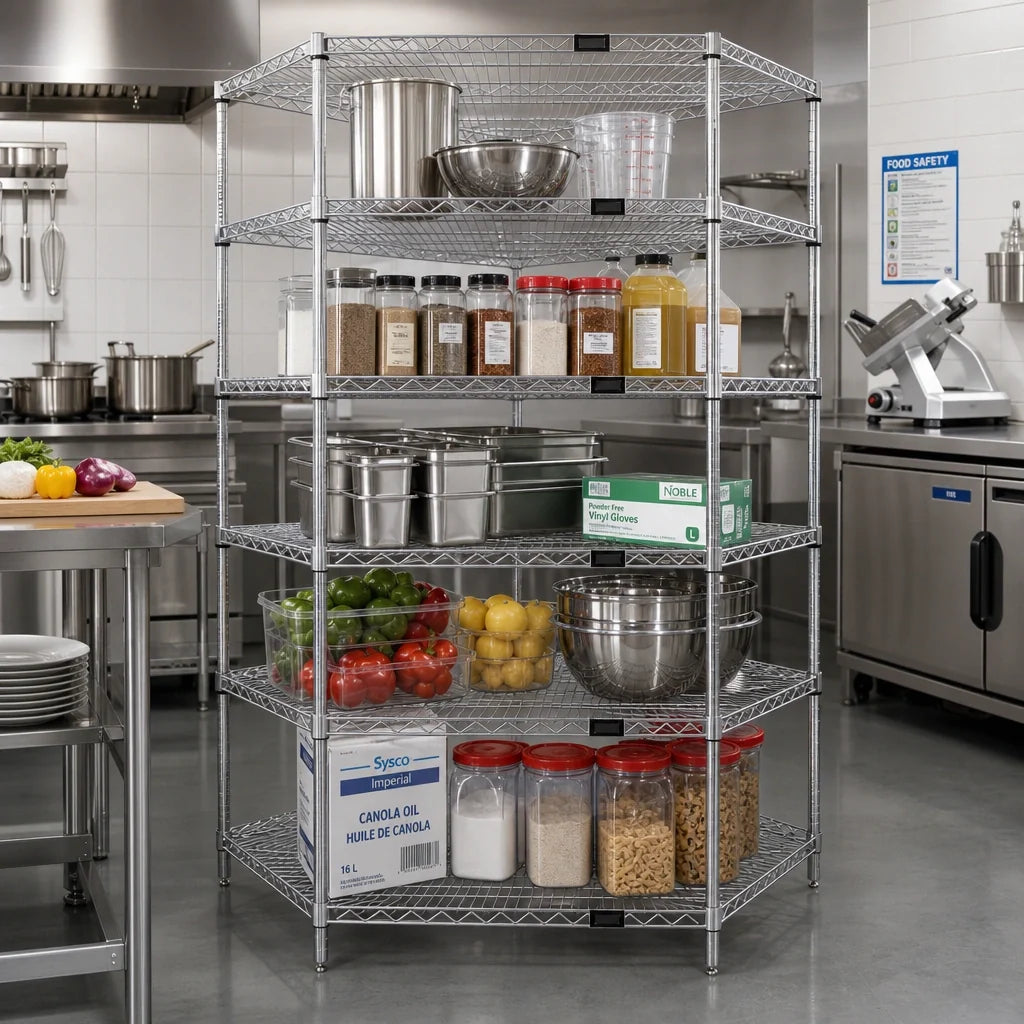 Quantum WR86-2442CRNC-5 42 x 24-Inch Chrome-Plated Wire Shelving Starter Kit, 5 Shelves