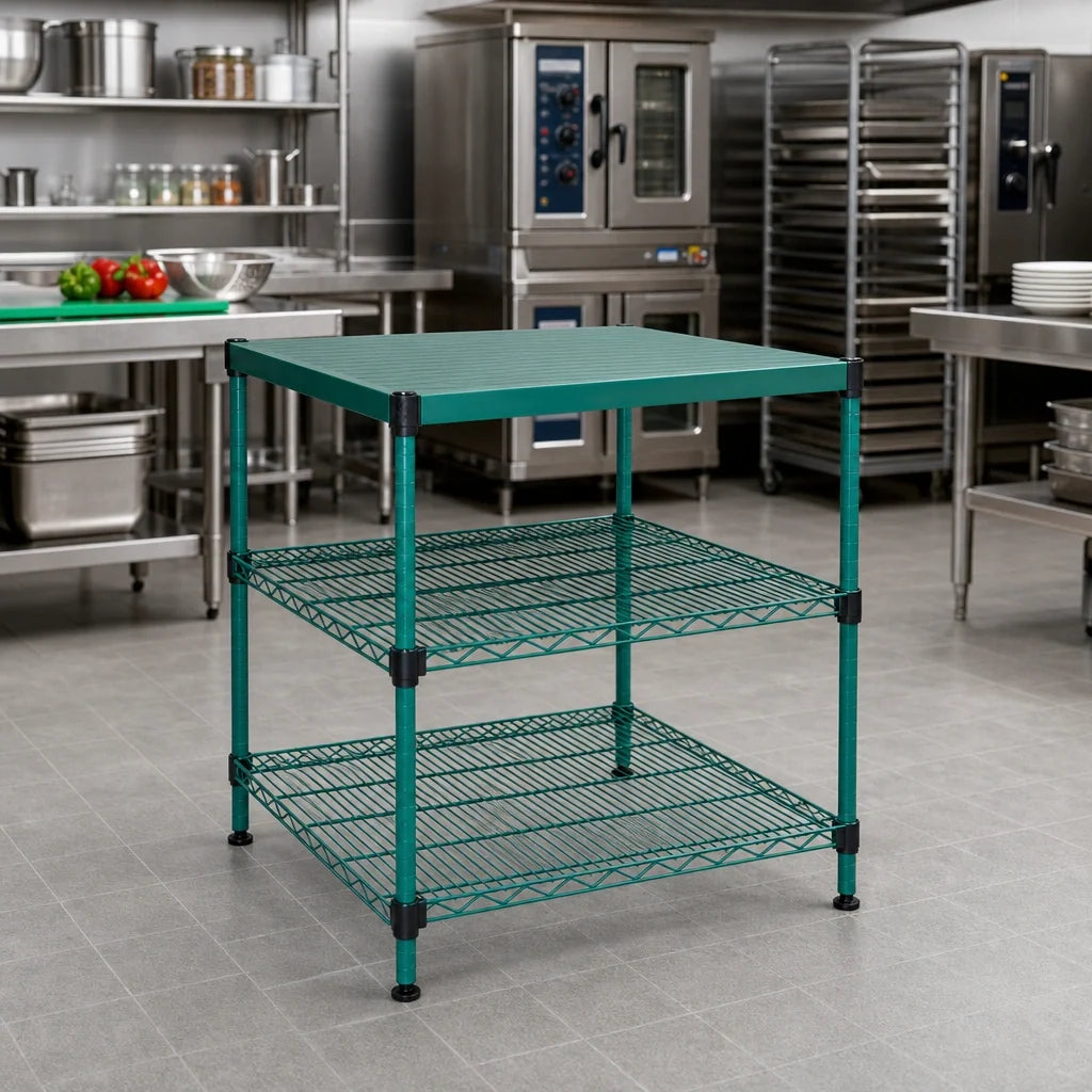 Eagle Group QuadPlus QPF-QA2424E-GS 24" x 24" Solid Green Polymer Shelf Mat with Quad-Adjust Wire Frame Case of 4
