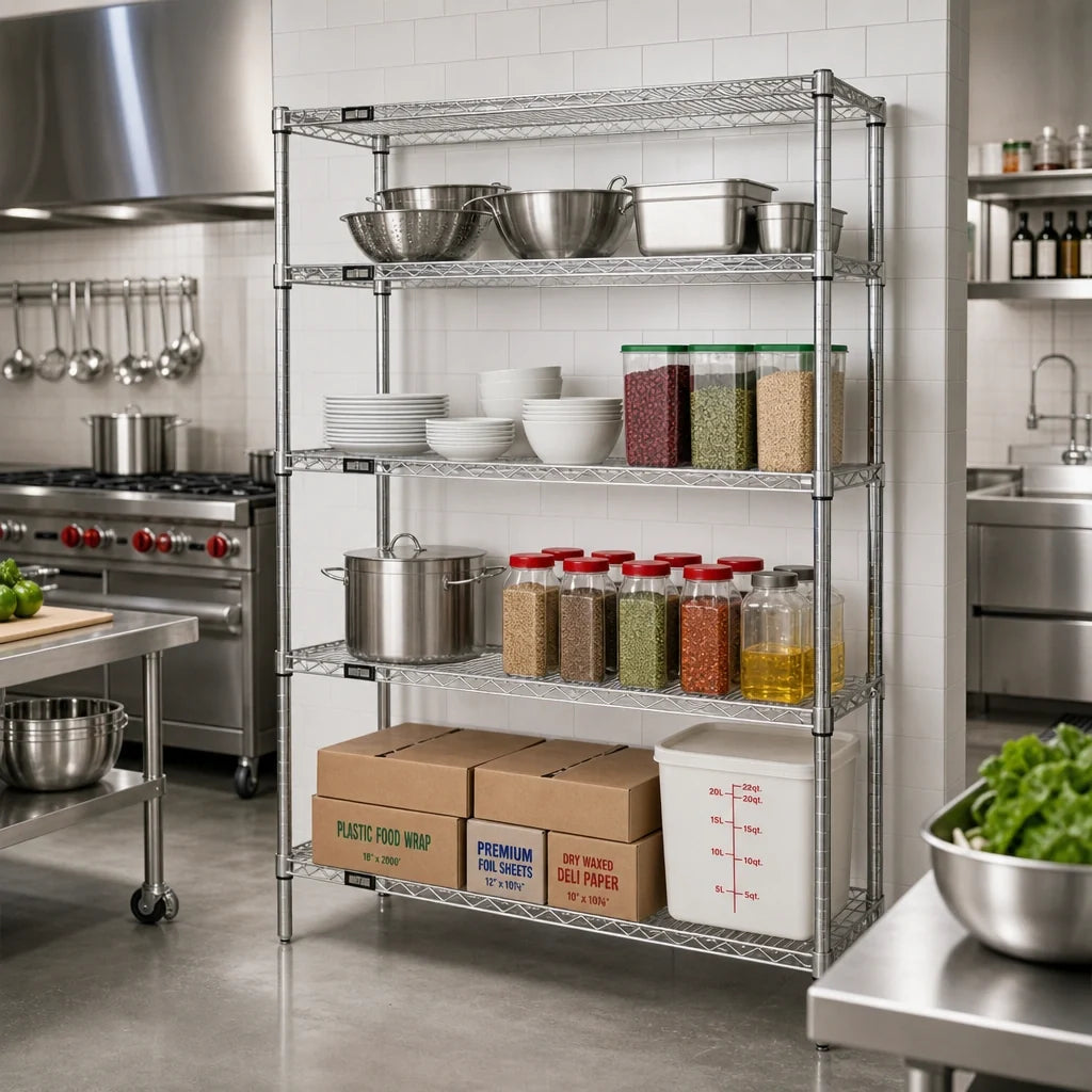 Quantum WR86-2472C Chrome Wire Shelving Starter Unit, 72"W x 24"D x 86"H, 4 Shelves