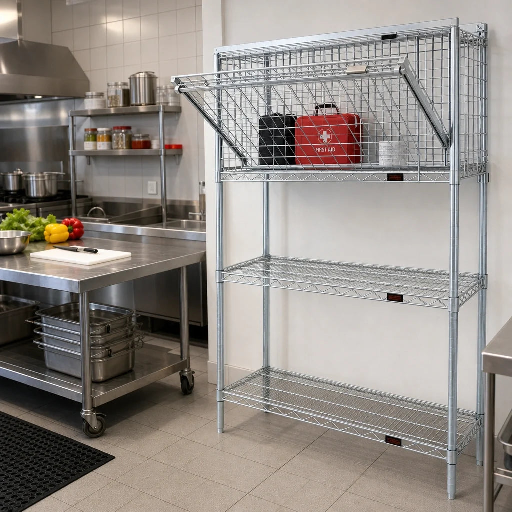 Eagle Group EAGLEbrite SECM1836FZ Security Cage Enclosure Kit, Flip-Up Door, Zinc Finish, 36"W x 18"D
