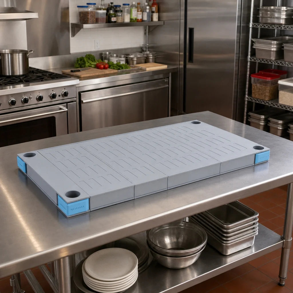 Quantum Millenia QP1860SS Solid Polymer Shelf, 60"W x 18"D, Gray, Removable Mat, 1,000-lb Capacity