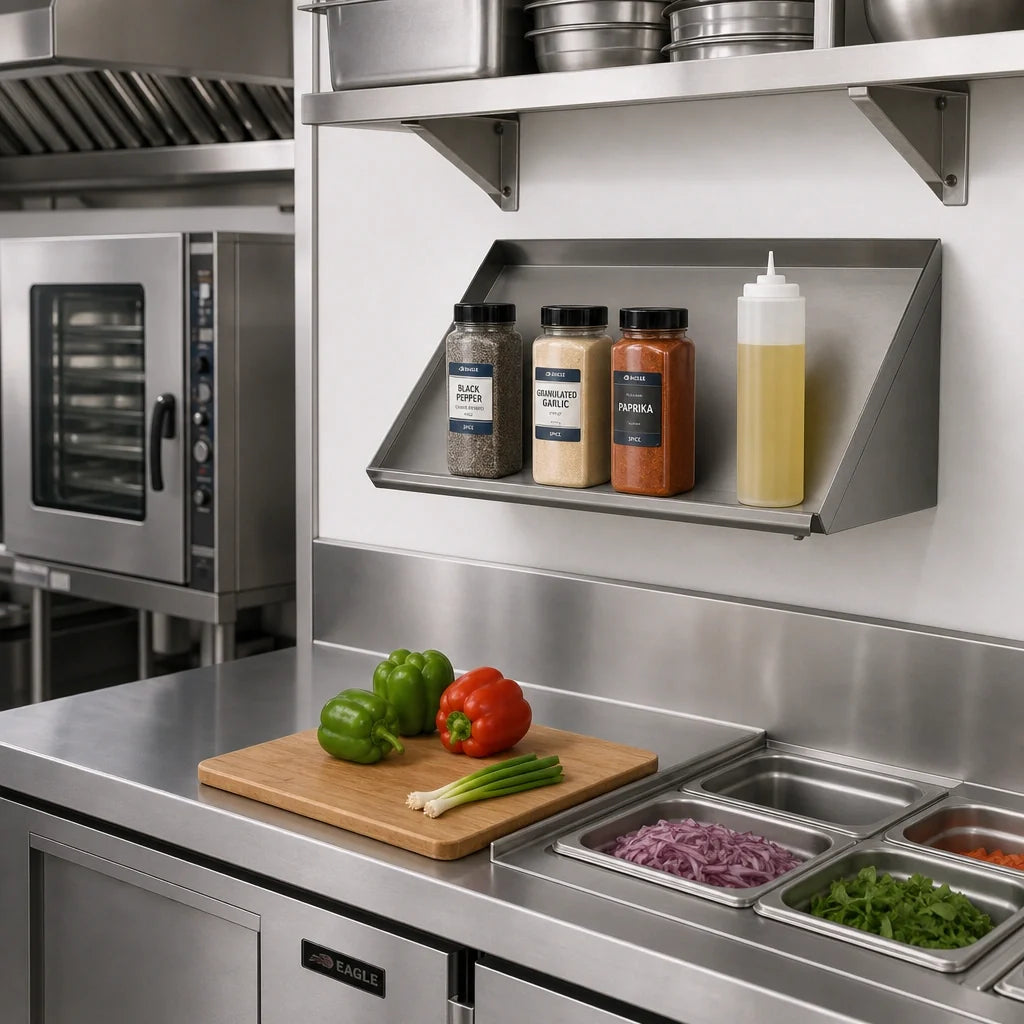 Eagle Group BlendPort® BPSRS-21 Solid Slanted Wall-Mounted Rack Shelf, 21-Inch Wide, Stainless Steel