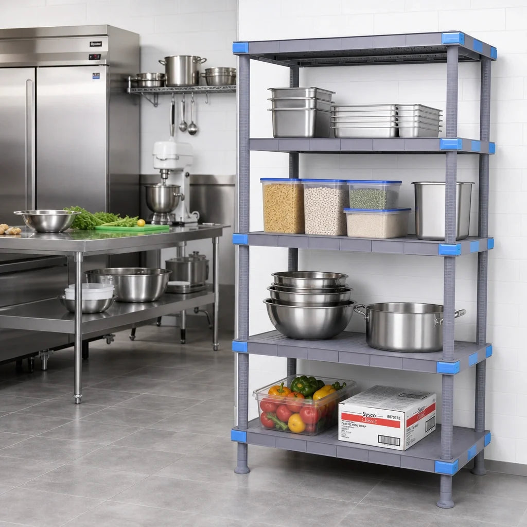 Quantum Millenia QP243686SS-4 4-Shelf Solid Polymer Starter Shelving Unit, 36"W x 24"D x 86"H, Gray