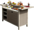 Patio Bar Table with Cabinet Storage