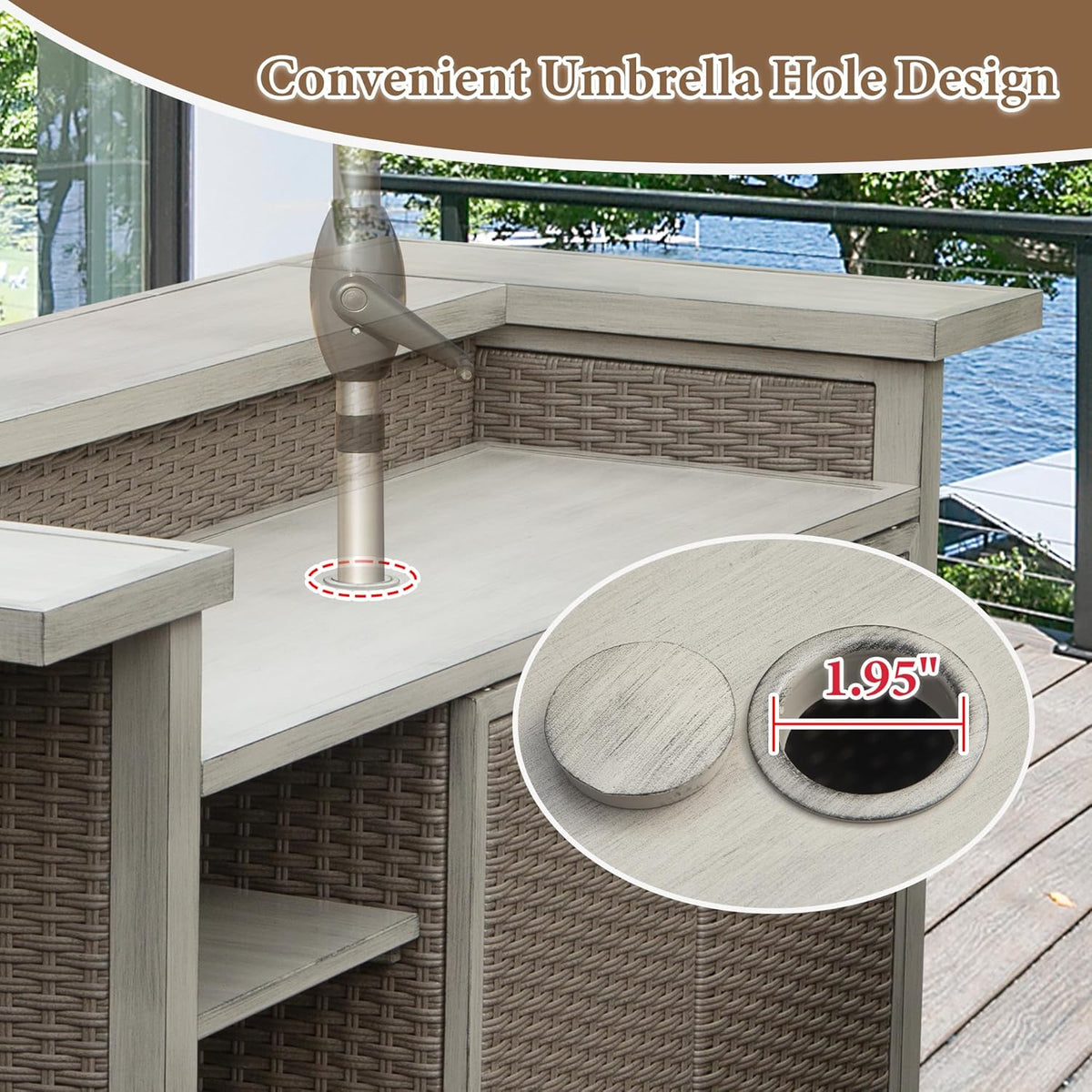 Patio Bar Table with Cabinet Storage