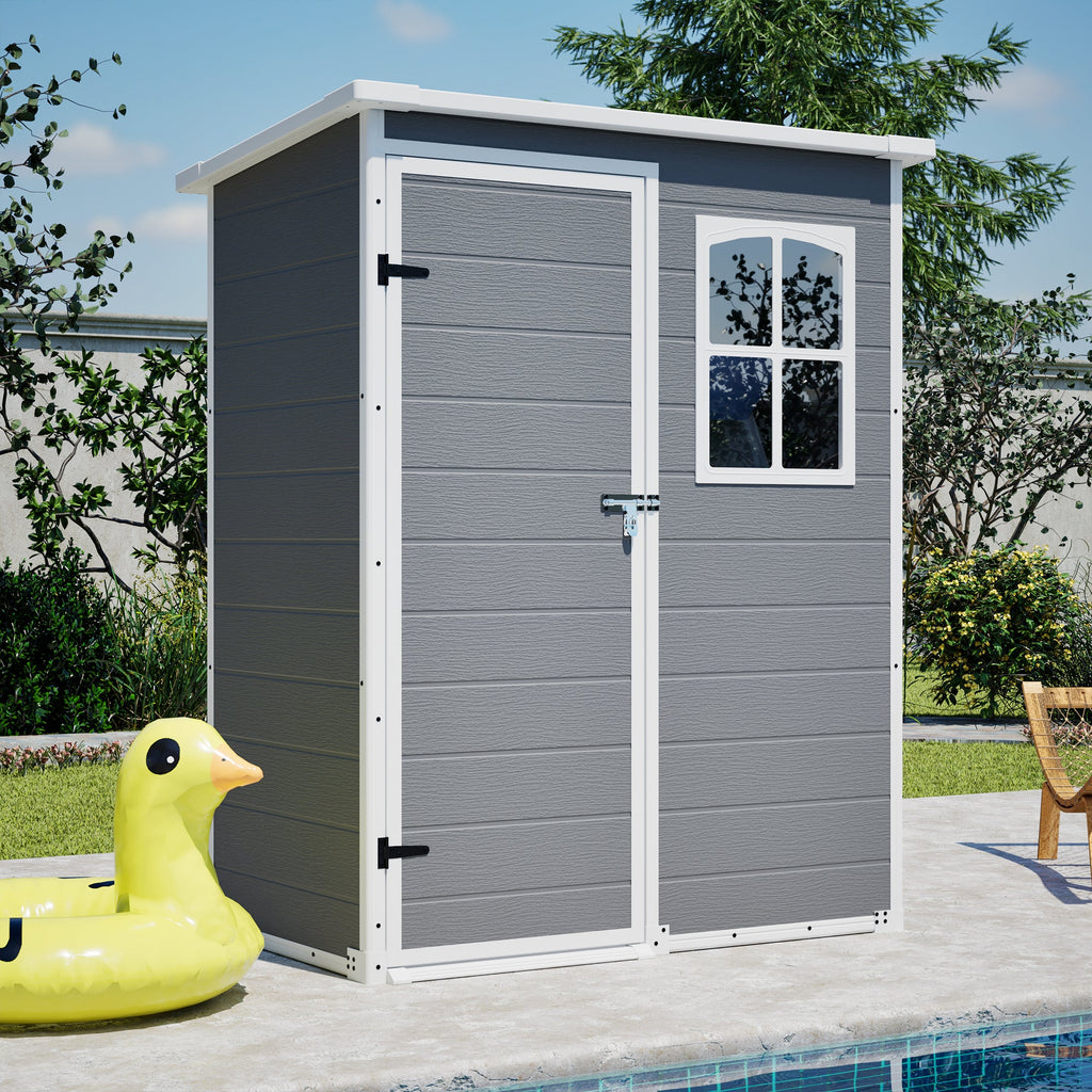 5x3ft Resin Shed with Weather-Resistant Resin - Gray