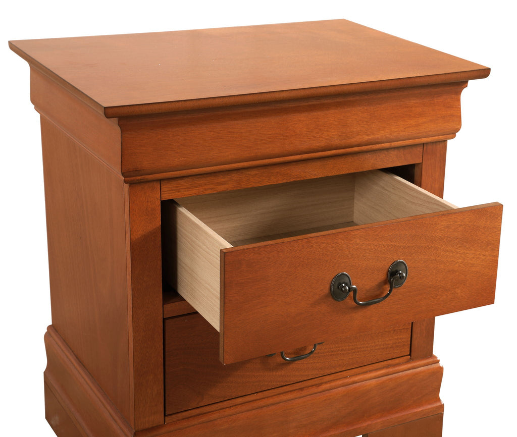 Louis Phillipe Wood Nightstand with Storage Drawers - Multiple Colors
