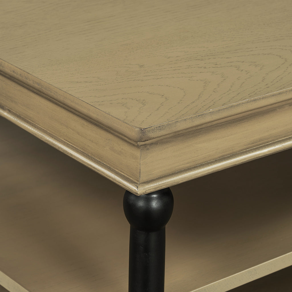 55.1" Wood Coffee Table with Open Shelves