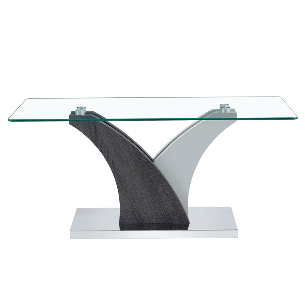 Rectangular Coffee Table with Tempered Glass Countertop - Gray