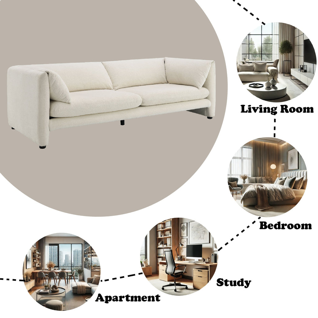 Jaeda Beige Boucle Sofa with Plush Foam Cushions - Beige