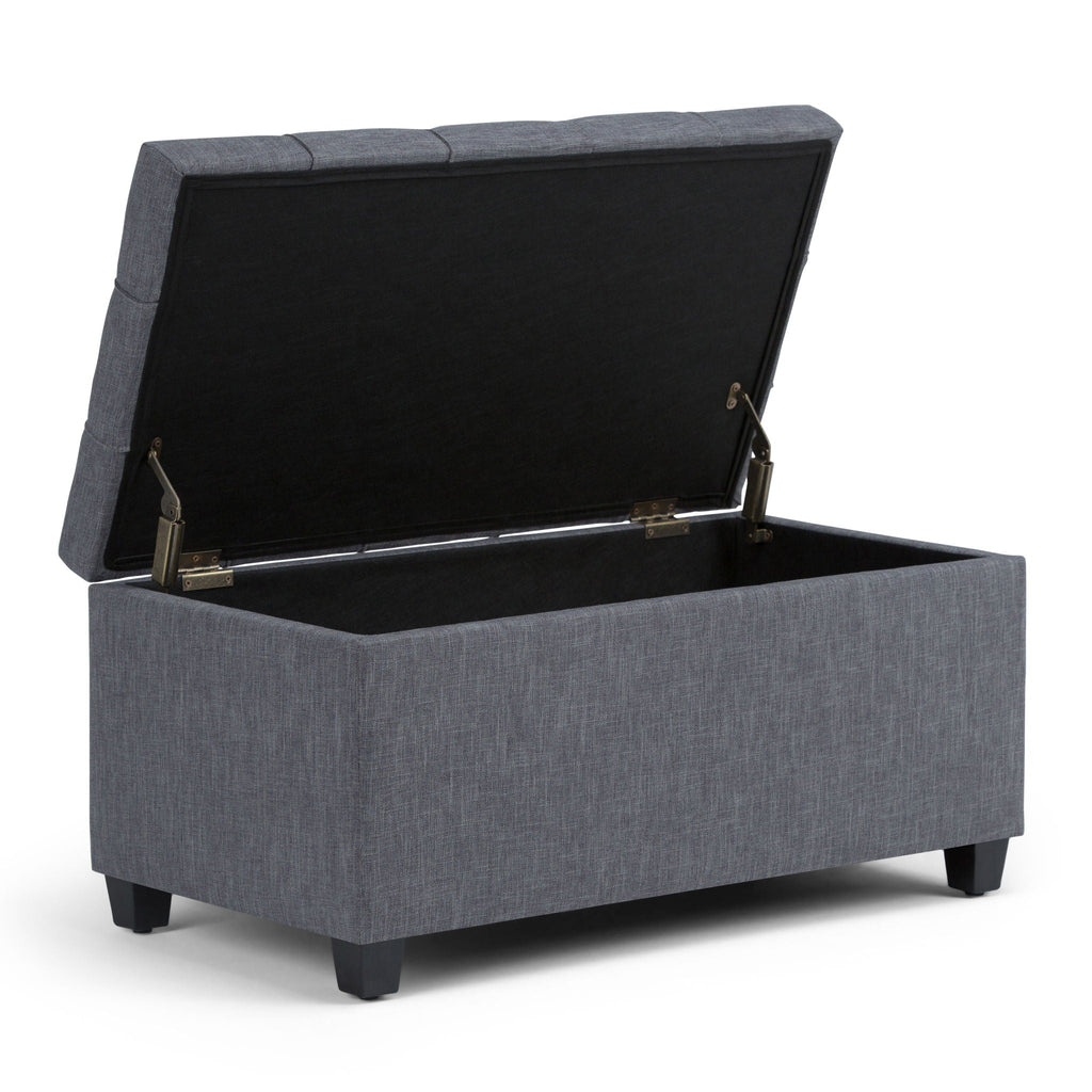Upholstered Storage Ottoman Bench with Safety Hinge - Multiple Colors