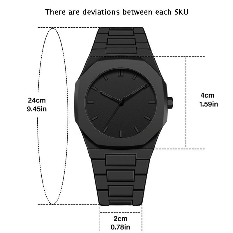 Mens Quartz Watch Necklace Bracelet Set
