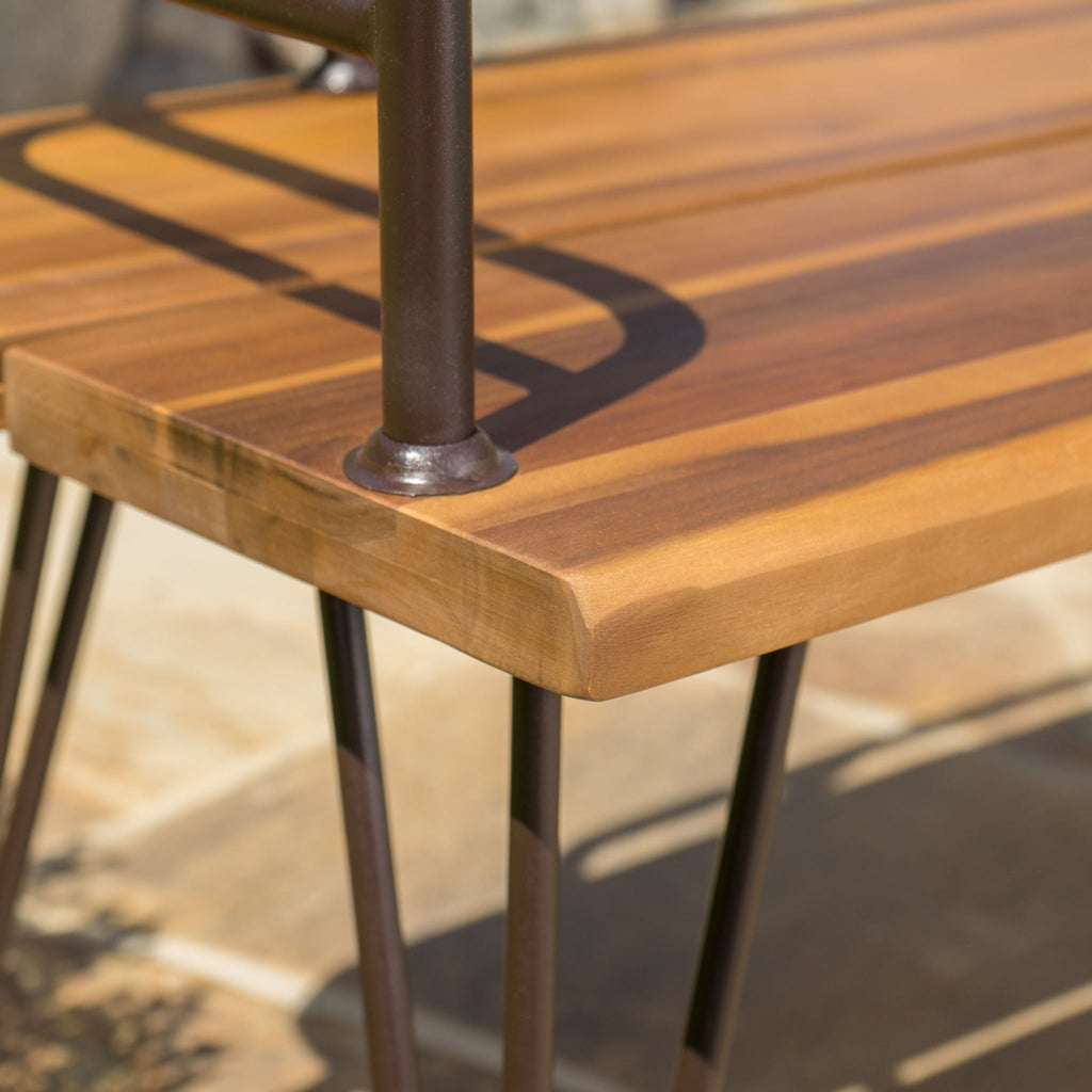 Teak Outdoor Bench with Powder Coated Iron Frame – Teak