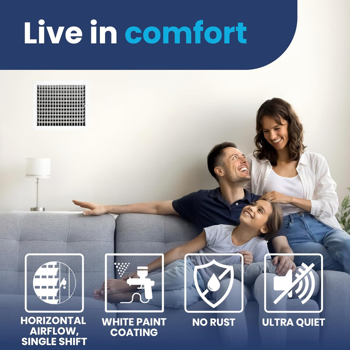 Adjustable Aluminum HVAC Register Vent Cover with Vertical Blades - Box of 10