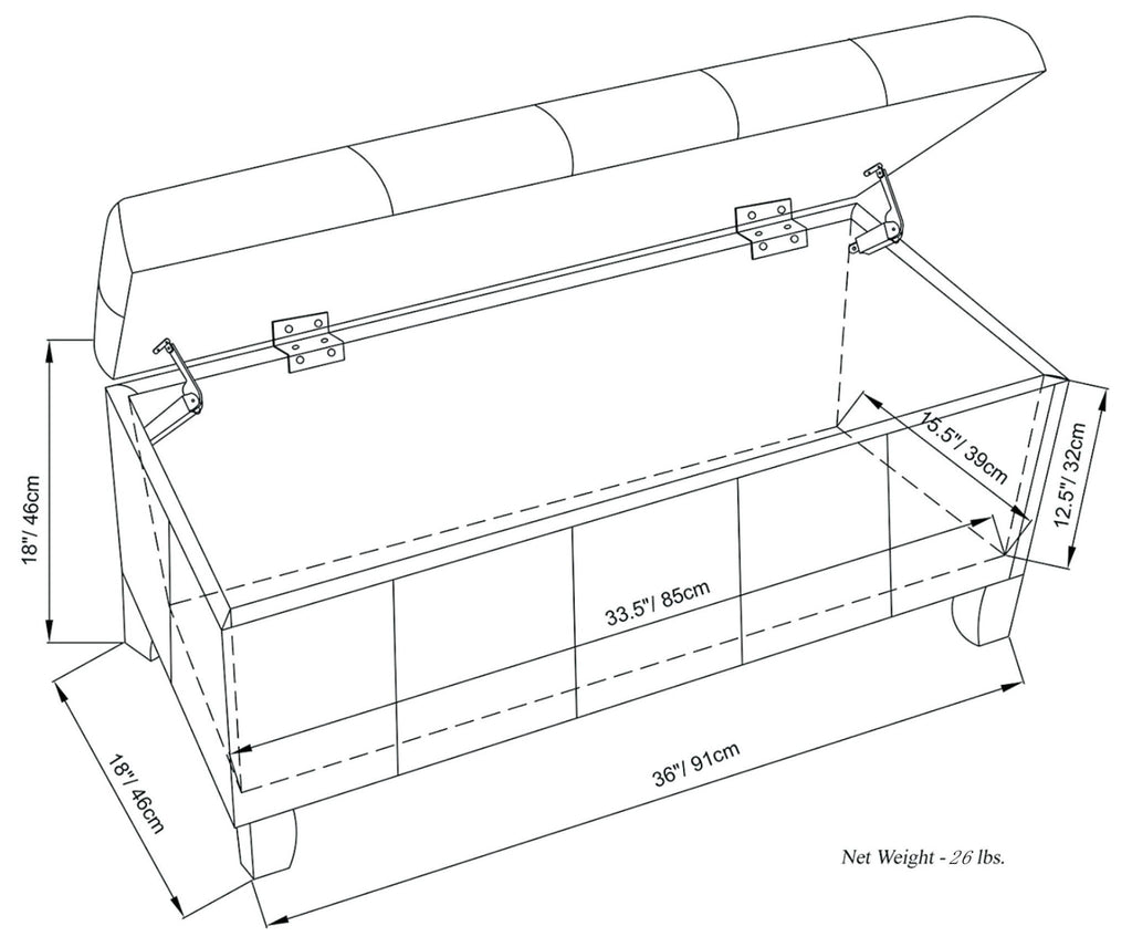 Multifunctional Storage Ottoman Bench with Safety Hinge - Dark Brown or Black