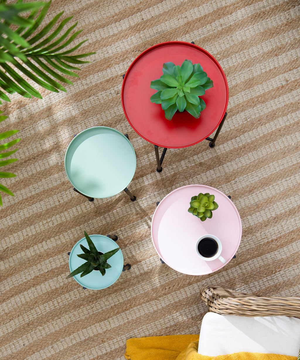 Multicolor Round Nesting Plant Stands Set of 4 with Versatile Design