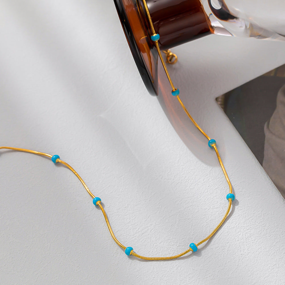 Glazed Titanium Steel Ball Drop Necklace