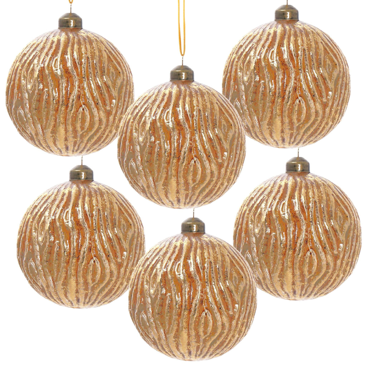 Glass Christmas Ball Ornaments with Decorative Finish - Green, Gold, Red