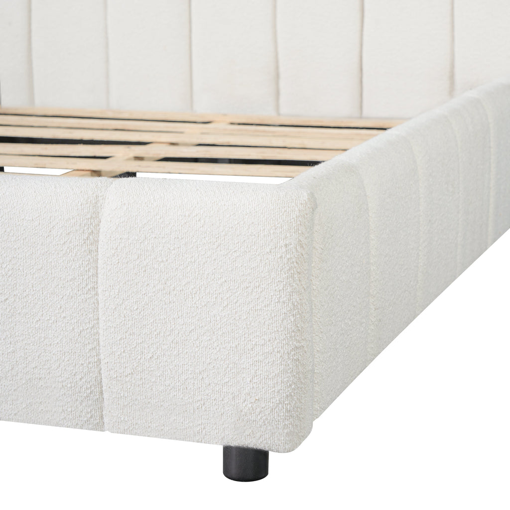 Queen Size Upholstered Bed Frame with Thick Fabric