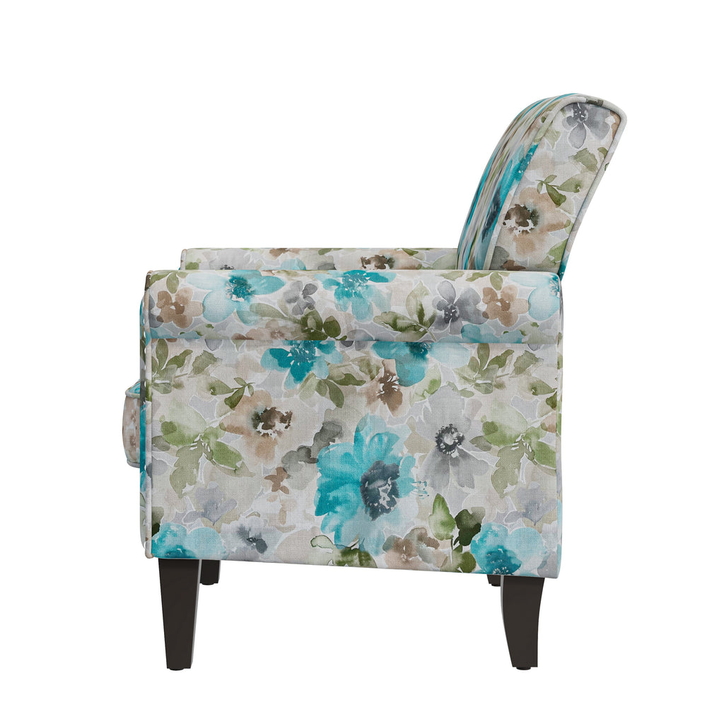 Floral Upholstery Accent Chair with Nailhead Trim - Green or Blue