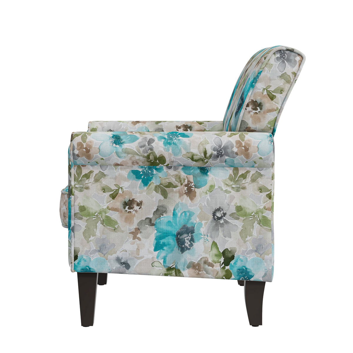 Floral Upholstery Accent Chair with Nailhead Trim - Green or Blue