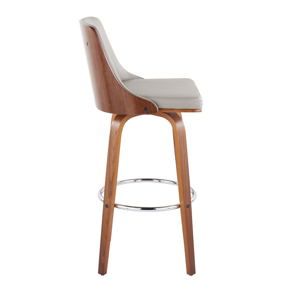 Mid-Century Modern Swivel Barstool Set with Round Footrest - Multiple Colors