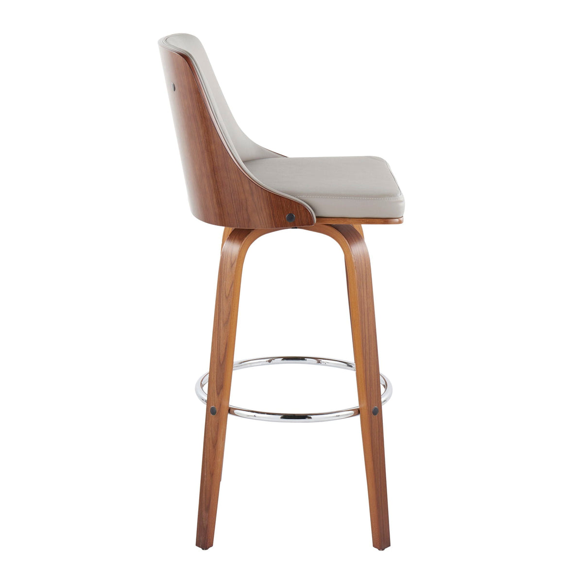Mid-Century Modern Swivel Barstool Set with Round Footrest - Multiple Colors