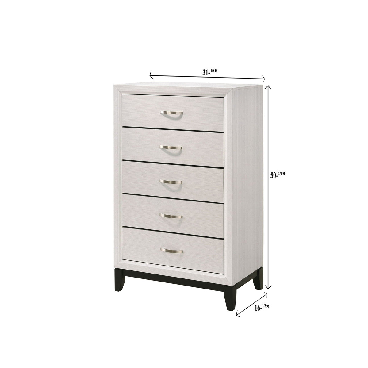 Contemporary 5 Drawer Tall Chest with Ample Storage - White or Dark Gray
