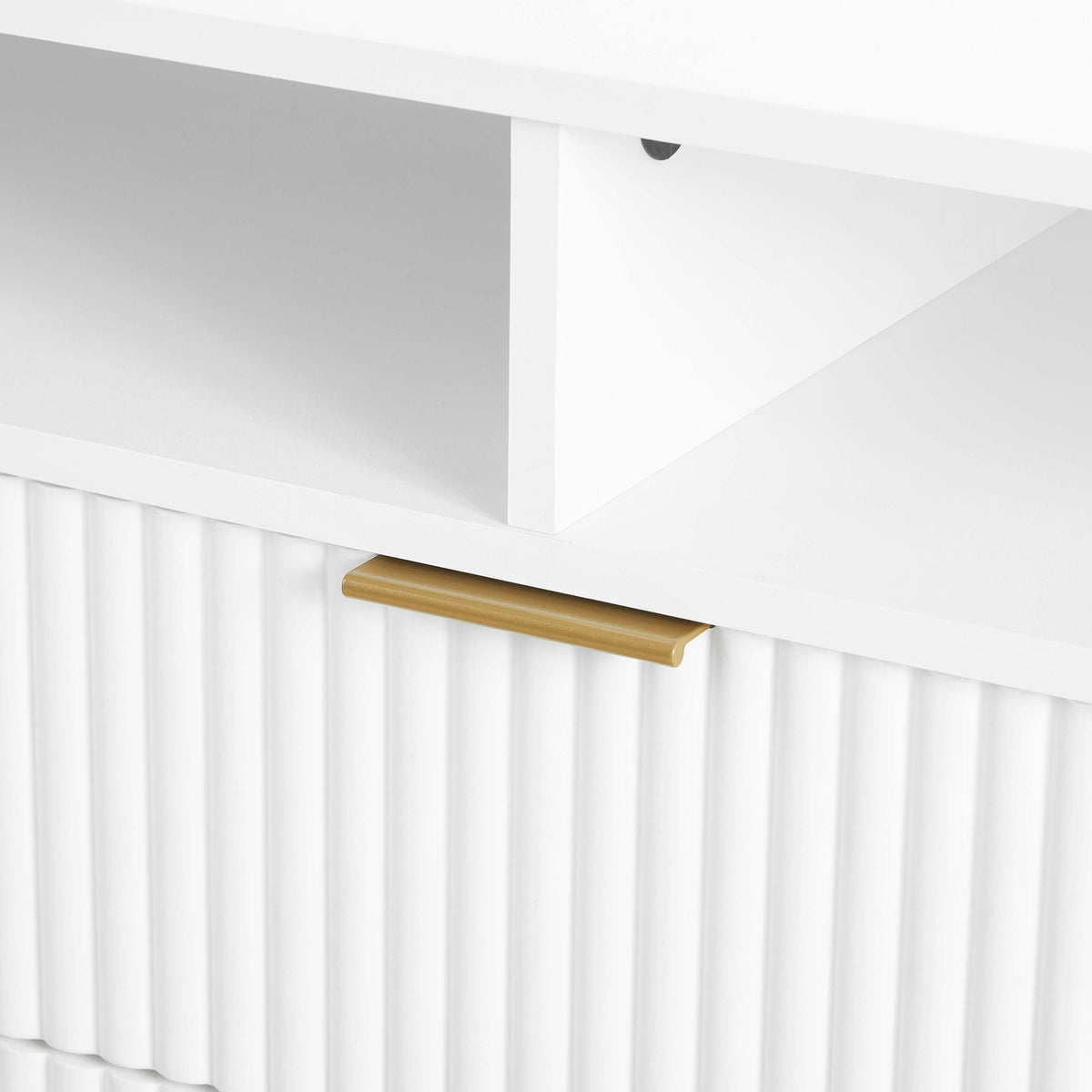 Fluted TV Stand with Storage and Metal Legs - Multiple Colors