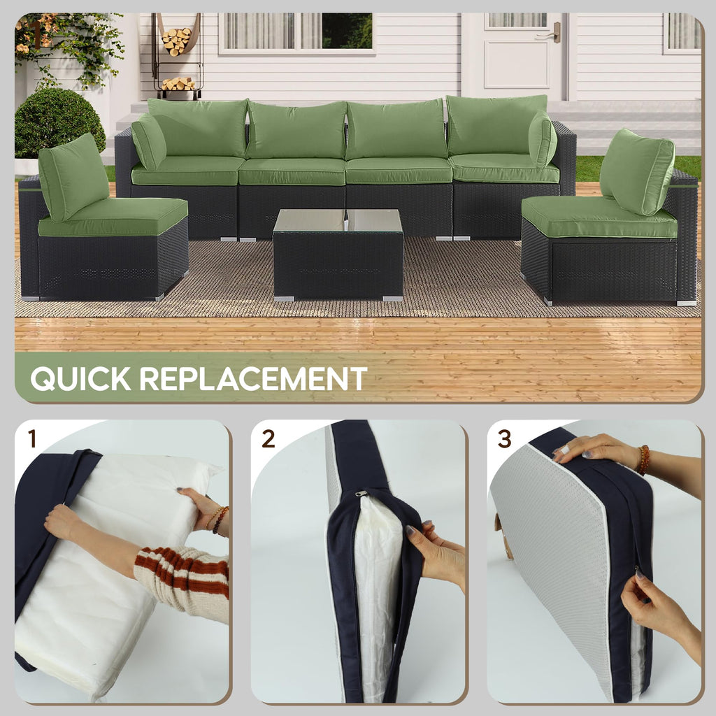 14-Pack Cushion Slipcovers Set for Wicker Rattan Sectional Sofa