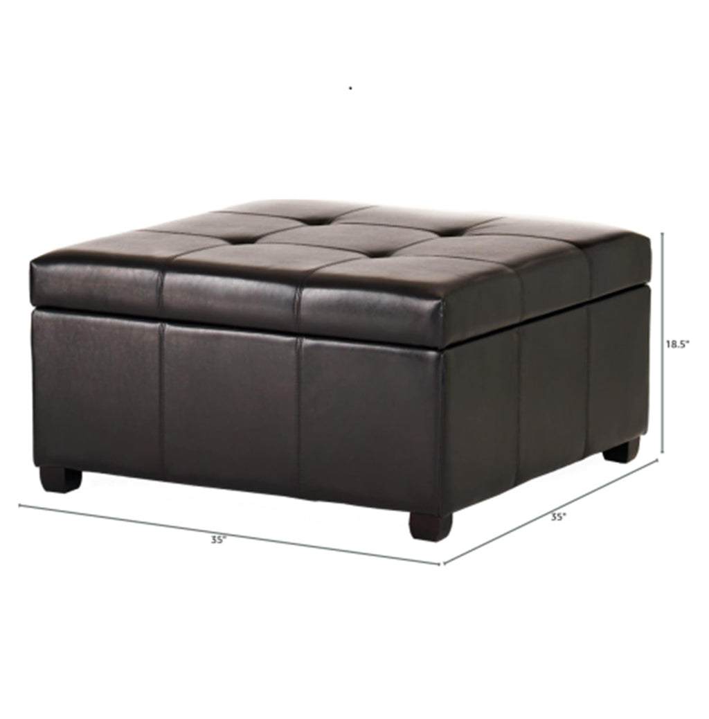 35inch Storage Ottoman, Large Square Ottoman Bench with Storage