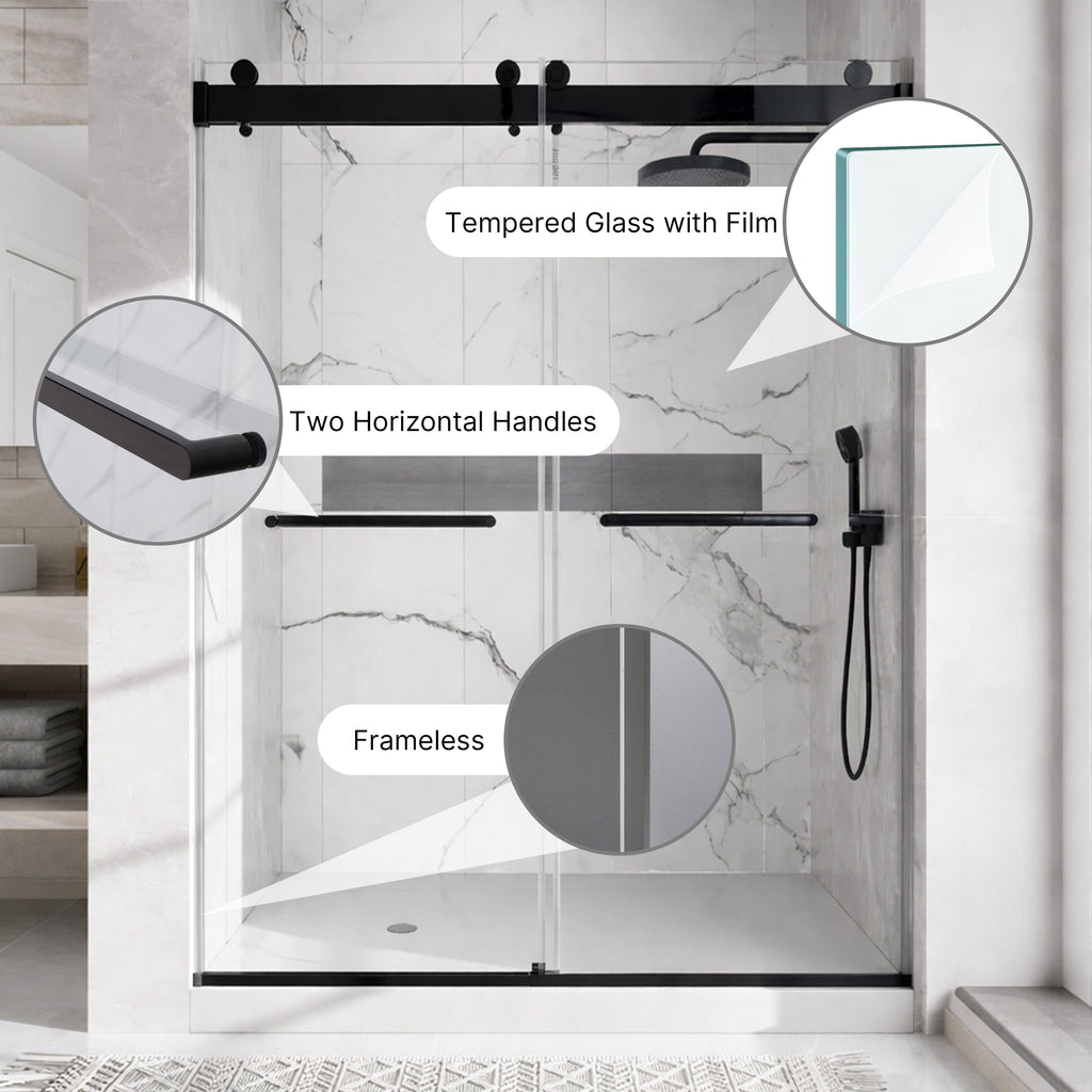 Double Sliding Shower Door with Soft Close Function - Matte