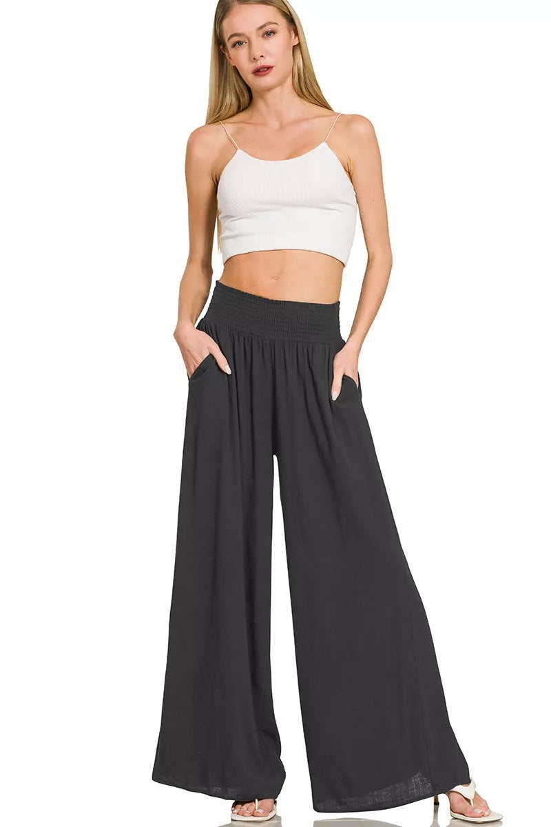 Zenana Smocked Waistband Wide Leg Lounge Pants